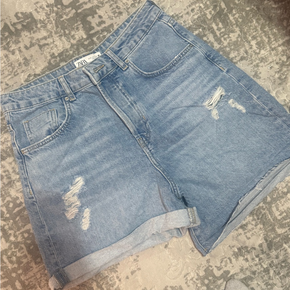 Zara Distressed Denim Shorts